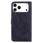 غطاء هاتف جلدي بنقش فراشات مع إحساس بالجلد الكلاسيكي وقلب أفقي، لهواتف iPhone 17 Pro Max، iPhone 17 Pro، iPhone 17، iPhone Air