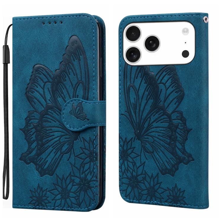غطاء هاتف جلدي بنقش فراشات مع إحساس بالجلد الكلاسيكي وقلب أفقي، لهواتف iPhone 17 Pro Max، iPhone 17 Pro، iPhone 17، iPhone Air