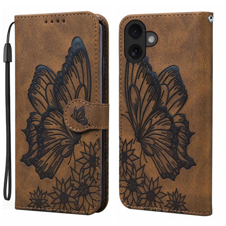 غطاء هاتف جلدي بنقش فراشات مع إحساس بالجلد الكلاسيكي وقلب أفقي، لهواتف iPhone 17 Pro Max، iPhone 17 Pro، iPhone 17، iPhone Air