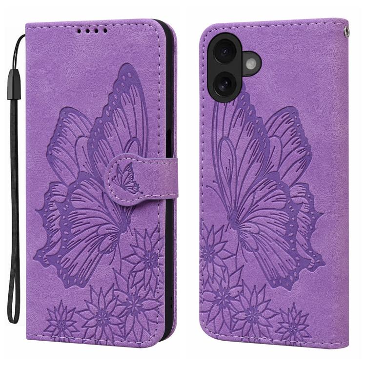 غطاء هاتف جلدي بنقش فراشات مع إحساس بالجلد الكلاسيكي وقلب أفقي، لهواتف iPhone 17 Pro Max، iPhone 17 Pro، iPhone 17، iPhone Air