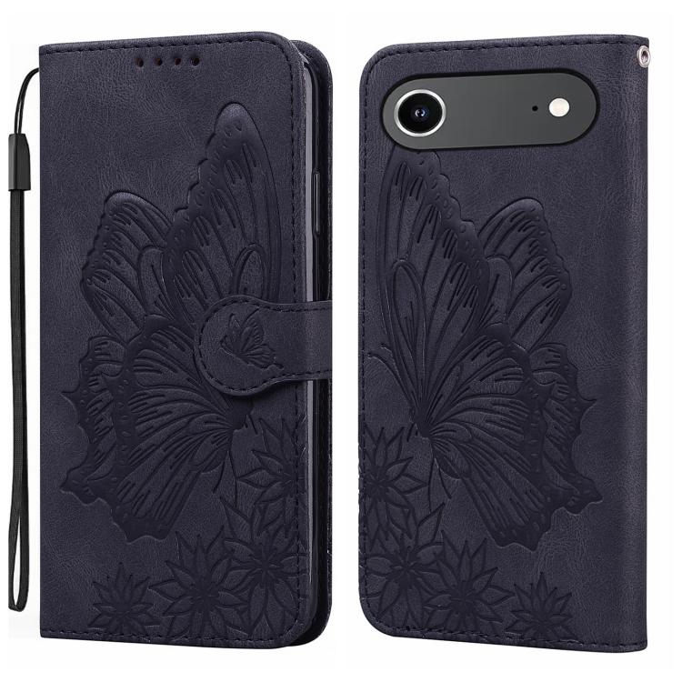 غطاء هاتف جلدي بنقش فراشات مع إحساس بالجلد الكلاسيكي وقلب أفقي، لهواتف iPhone 17 Pro Max، iPhone 17 Pro، iPhone 17، iPhone Air