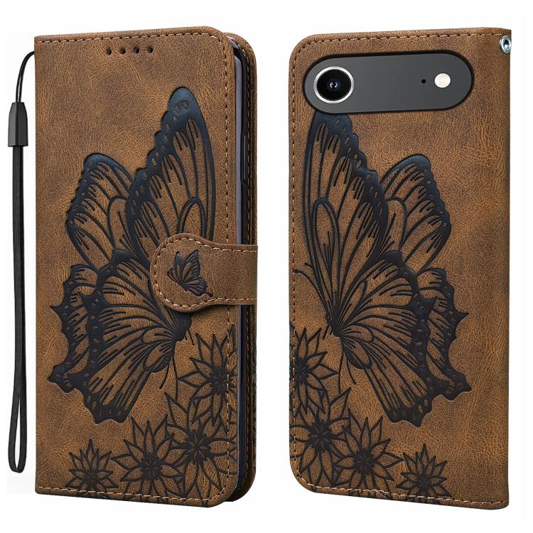 غطاء هاتف جلدي بنقش فراشات مع إحساس بالجلد الكلاسيكي وقلب أفقي، لهواتف iPhone 17 Pro Max، iPhone 17 Pro، iPhone 17، iPhone Air