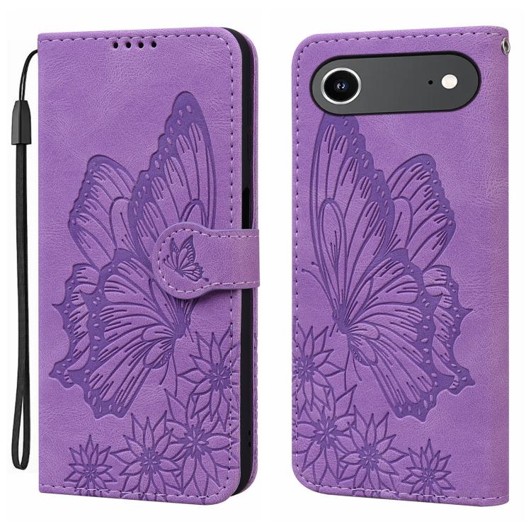غطاء هاتف جلدي بنقش فراشات مع إحساس بالجلد الكلاسيكي وقلب أفقي، لهواتف iPhone 17 Pro Max، iPhone 17 Pro، iPhone 17، iPhone Air
