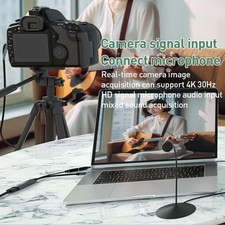 بطاقة التقاط فيديو HDMI إلى Type-C بدقة 4K 30 هرتز مع ميكسر ميكروفون U2