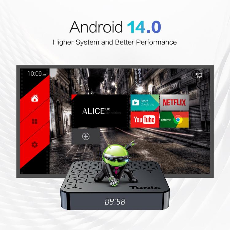 Tanix TX7 صندوق تلفاز ذكي أندرويد 14 بدقة 8K UHD مع جهاز تحكم عن بعد، Allwinner H728 ثماني النواة، 2GB+16GB، 4GB+32GB