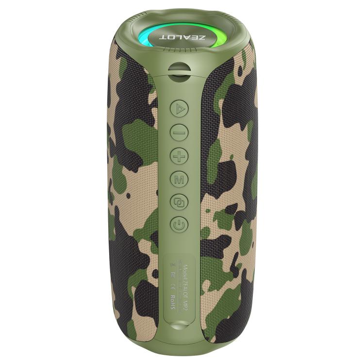 مكبر صوت بلوتوث محمول خارجي RGB Zealot MP2 بقوة 20 واط، بدون ميكروفون (أزرق)، بدون ميكروفون (تمويه)، بدون ميكروفون (أسود)