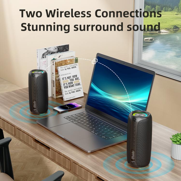 مكبر صوت بلوتوث محمول خارجي RGB Zealot MP2 بقوة 20 واط، بدون ميكروفون (أزرق)، بدون ميكروفون (تمويه)، بدون ميكروفون (أسود)