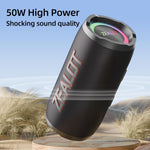 مكبر صوت بلوتوث محمول خارجي RGB Zealot S76 بقوة 50 واط، مع 2 ميكروفون، مع 1 ميكروفون، بدون ميكروفون