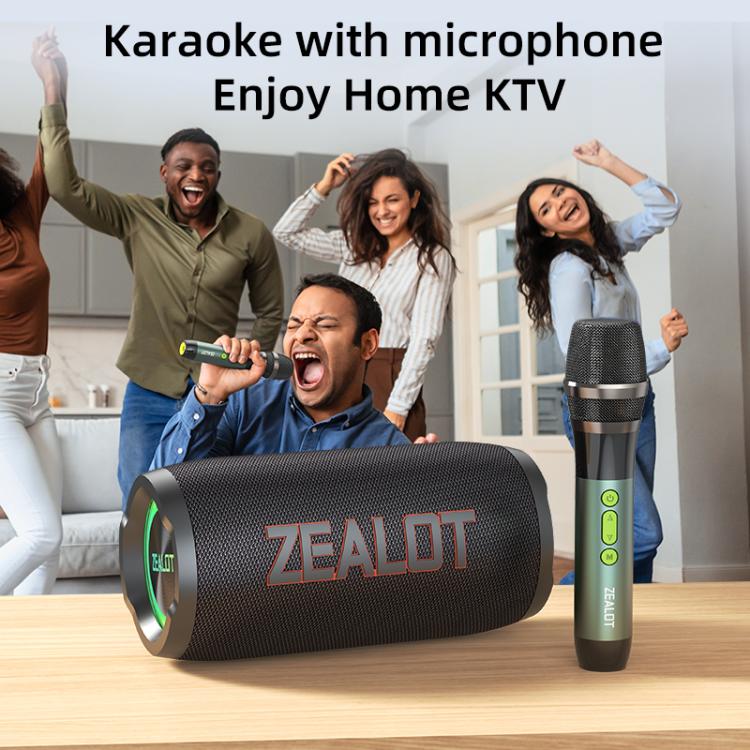 مكبر صوت بلوتوث محمول خارجي RGB Zealot S76 بقوة 50 واط، مع 2 ميكروفون، مع 1 ميكروفون، بدون ميكروفون