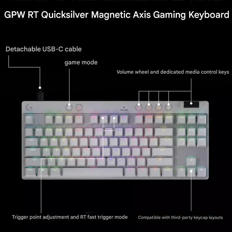لوحة مفاتيح ألعاب لاسلكية Logitech G PRO X TKL بمفاتيح مغناطيسية سريعة الاستجابة