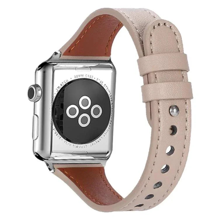 سوار ساعة من الجلد الطبيعي مع دبوس مفرد وحلقتين من xDfind، لساعات آبل 42 / 44 / 45 / 46 / 49مم، لساعات آبل 38 / 40 / 41 / S10 42مم