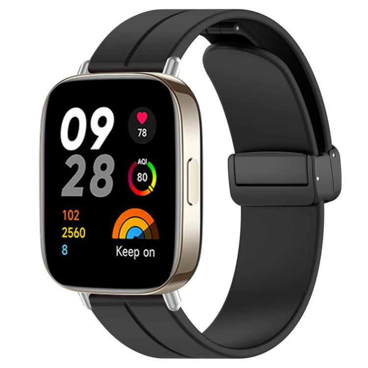 xDfind  Flat Head Groove Folding Black Buckle Silicone Watch Band, For Xiaomi Band 10 Pro / 9 Pro / Redmi Watch 6, For Redmi Watch 3 Active / Watch 3 Lite, For Redmi Watch 3