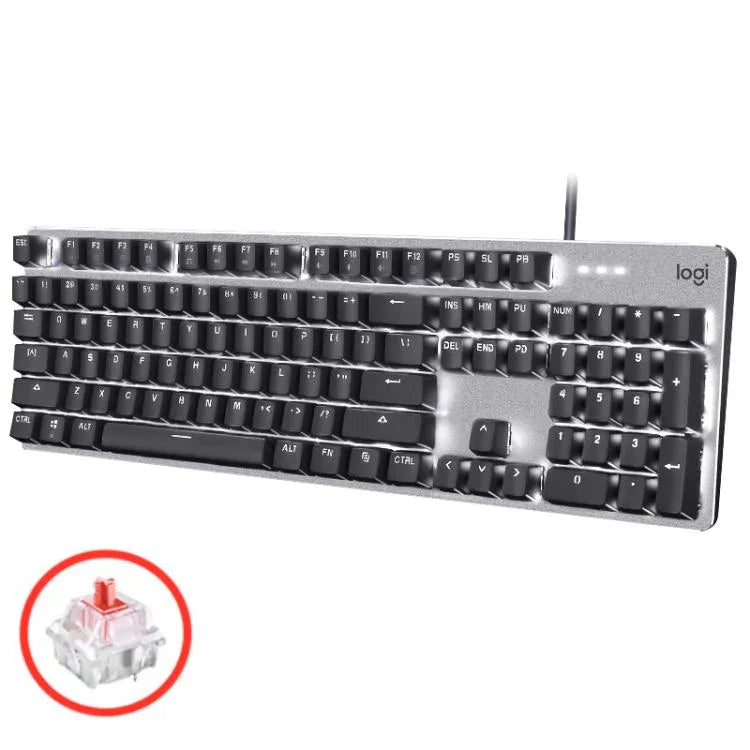 لوحة مفاتيح ميكانيكية سلكية مضيئة Logitech K845، طول الكابل: 1.8 متر، محور لونغهوا بني، محور لونغهوا أحمر