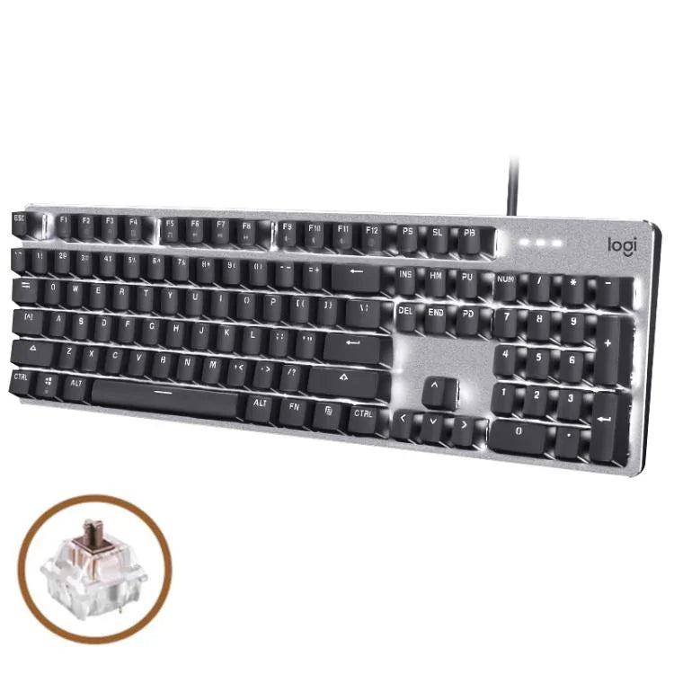 لوحة مفاتيح ميكانيكية سلكية مضيئة Logitech K845، طول الكابل: 1.8 متر، محور لونغهوا بني، محور لونغهوا أحمر