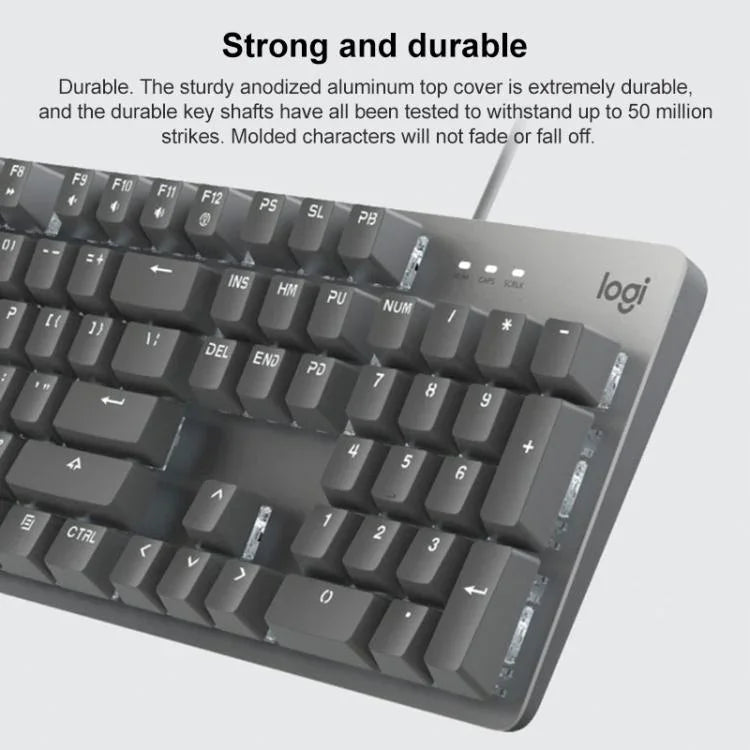 لوحة مفاتيح ميكانيكية سلكية مضيئة Logitech K845، طول الكابل: 1.8 متر، محور لونغهوا بني، محور لونغهوا أحمر