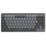 لوحة مفاتيح ميكانيكية ذكية مضيئة لاسلكية بلوتوث Logitech MX Mini مدمجة، محور شاي، محور أزرق