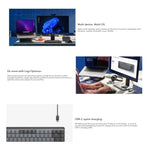 لوحة مفاتيح ميكانيكية ذكية مضيئة لاسلكية بلوتوث Logitech MX Mini مدمجة، محور شاي، محور أزرق