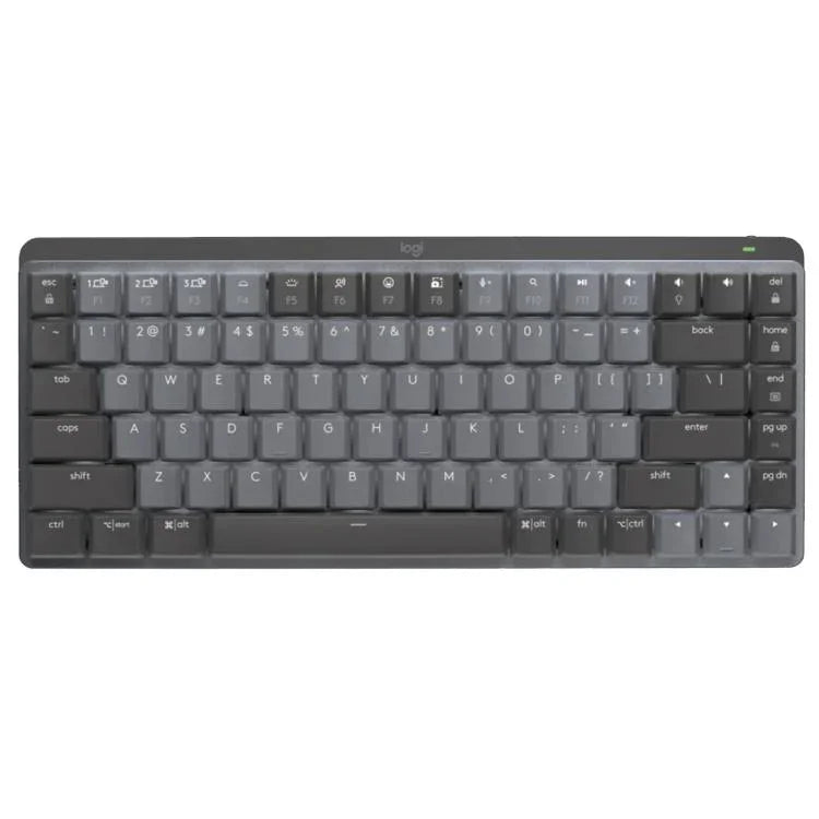 لوحة مفاتيح ميكانيكية ذكية مضيئة لاسلكية بلوتوث Logitech MX Mini مدمجة، محور شاي، محور أزرق
