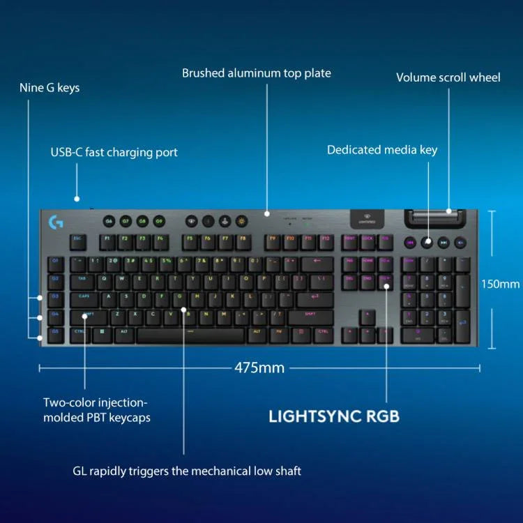 لوحة مفاتيح ألعاب لاسلكية منخفضة الارتفاع Logitech G915 X LIGHTSPEED