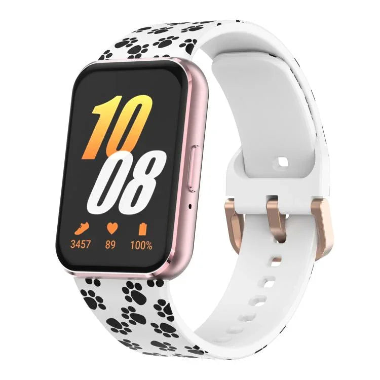 xDfind Gold Buckle Printed Silicone Watch Band, For Samsung Galaxy Fit3