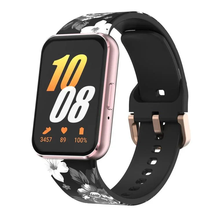 xDfind Gold Buckle Printed Silicone Watch Band, For Samsung Galaxy Fit3