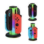 قاعدة شحن 4 في 1 لأجهزة التحكم مع إضاءة RGB من JYS NS2318، لجهاز Nintendo Switch 1 / 2، JYS-NS2318