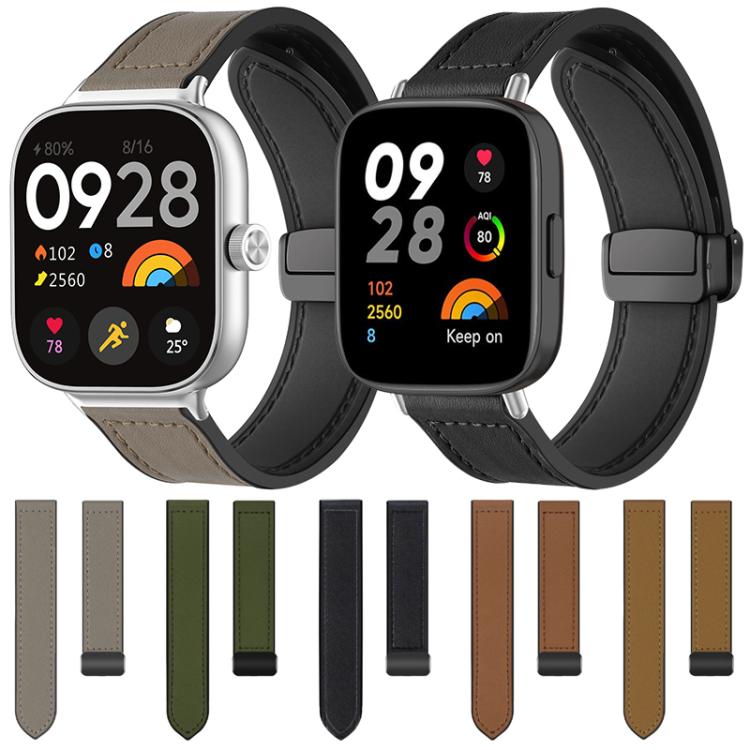 xDfind Crazy Horse Pattern Silicone Skin Magnetic Buckle Watch Band, For Xiaomi Band 10 Pro/9 Pro/Redmi Watch 6/5/4, For Redmi Watch 3 Active / Watch 3 Lite, For Redmi Watch 3