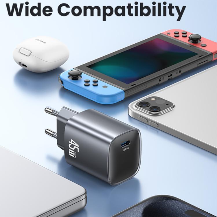 شاحن سريع USAMS CC323 T66 45 واط USB-C / Type-C GaN، قابس الاتحاد الأوروبي، CC323