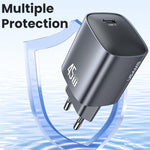 شاحن سريع USAMS CC323 T66 45 واط USB-C / Type-C GaN، قابس الاتحاد الأوروبي، CC323