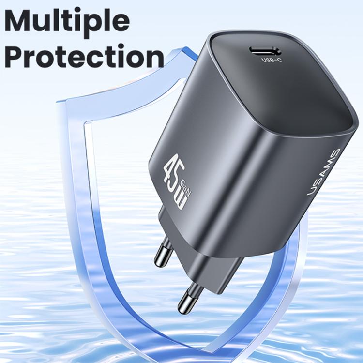 شاحن سريع USAMS CC323 T66 45 واط USB-C / Type-C GaN، قابس الاتحاد الأوروبي، CC323