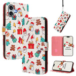 غطاء هاتف جلدي بسلسلة عيد الميلاد مع حزام يد، لهواتف iPhone 17e / 16e، iPhone 17 Pro Max، iPhone 17 Pro، iPhone 17، iPhone Air، iPhone 16 Pro Max، iPhone 16 Pro، iPhone 16 Plus