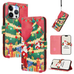 غطاء هاتف جلدي بسلسلة عيد الميلاد مع حزام يد، لهواتف iPhone 17e / 16e، iPhone 17 Pro Max، iPhone 17 Pro، iPhone 17، iPhone Air، iPhone 16 Pro Max، iPhone 16 Pro، iPhone 16 Plus