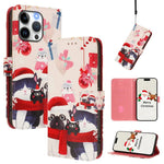 غطاء هاتف جلدي بسلسلة عيد الميلاد مع حزام يد، لهواتف iPhone 17e / 16e، iPhone 17 Pro Max، iPhone 17 Pro، iPhone 17، iPhone Air، iPhone 16 Pro Max، iPhone 16 Pro، iPhone 16 Plus