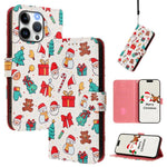 غطاء هاتف جلدي بسلسلة عيد الميلاد مع حزام يد، لهواتف iPhone 17e / 16e، iPhone 17 Pro Max، iPhone 17 Pro، iPhone 17، iPhone Air، iPhone 16 Pro Max، iPhone 16 Pro، iPhone 16 Plus