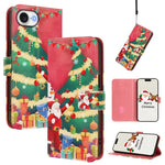 غطاء هاتف جلدي بسلسلة عيد الميلاد مع حزام يد، لهواتف iPhone 17e / 16e، iPhone 17 Pro Max، iPhone 17 Pro، iPhone 17، iPhone Air، iPhone 16 Pro Max، iPhone 16 Pro، iPhone 16 Plus