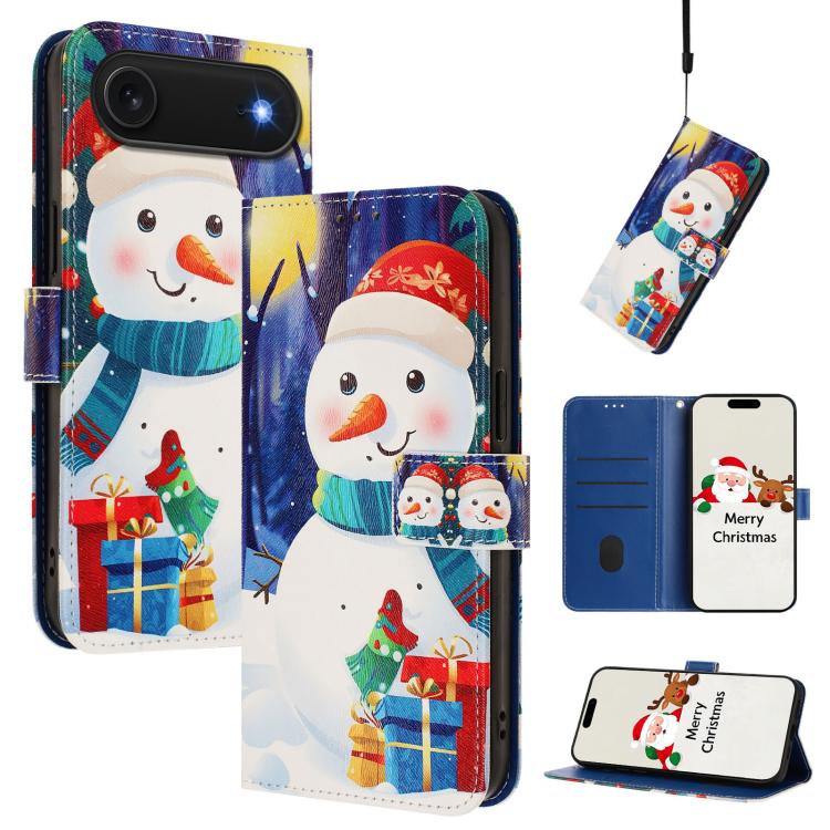غطاء هاتف جلدي بسلسلة عيد الميلاد مع حزام يد، لهواتف iPhone 17e / 16e، iPhone 17 Pro Max، iPhone 17 Pro، iPhone 17، iPhone Air، iPhone 16 Pro Max، iPhone 16 Pro، iPhone 16 Plus