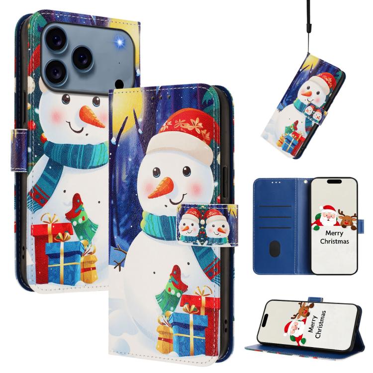 غطاء هاتف جلدي بسلسلة عيد الميلاد مع حزام يد، لهواتف iPhone 17e / 16e، iPhone 17 Pro Max، iPhone 17 Pro، iPhone 17، iPhone Air، iPhone 16 Pro Max، iPhone 16 Pro، iPhone 16 Plus