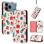 غطاء هاتف جلدي بسلسلة عيد الميلاد مع حزام يد، لهواتف iPhone 17e / 16e، iPhone 17 Pro Max، iPhone 17 Pro، iPhone 17، iPhone Air، iPhone 16 Pro Max، iPhone 16 Pro، iPhone 16 Plus