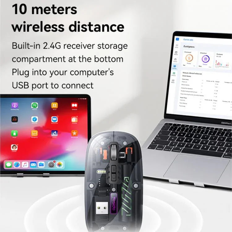 ماوس لاسلكي شفاف بتقنية البلوتوث ووضع مزدوج Yesido KB29، KB29 (أبيض)، KB29 (أسود)