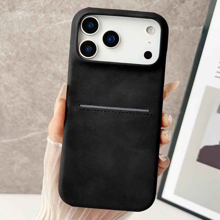 غطاء هاتف بفتحة بطاقة من جلد الغنم ملمس الجلد، لهواتف iPhone 17 Pro Max، iPhone 17 Pro، iPhone 17، iPhone Air، iPhone 16 Pro Max، iPhone 16 Pro، iPhone 16 Plus، iPhone 16، iPhone 15 Pro Max