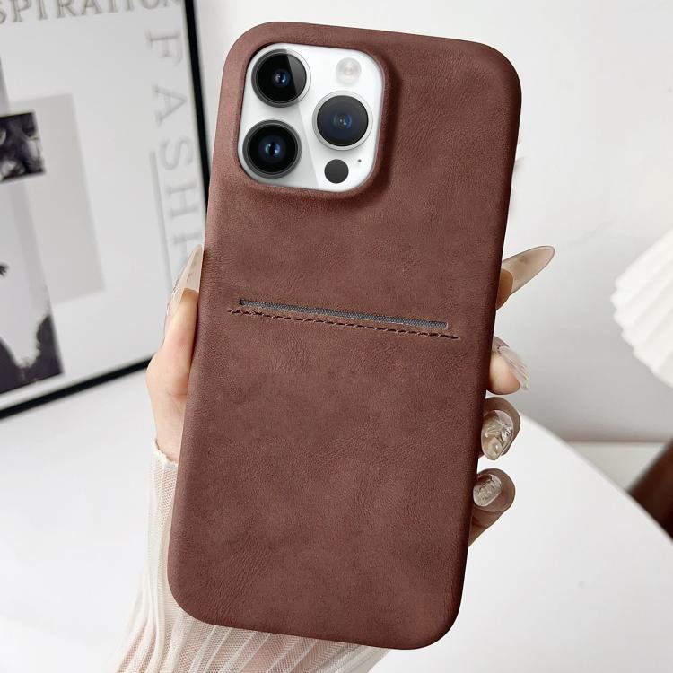 غطاء هاتف بفتحة بطاقة من جلد الغنم ملمس طبيعي، لـ iPhone 12 / 12 Pro، لـ iPhone 12 Pro Max