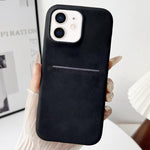 غطاء هاتف بفتحة بطاقة من جلد الغنم ملمس طبيعي، لـ iPhone 12 / 12 Pro، لـ iPhone 12 Pro Max
