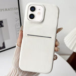 غطاء هاتف بفتحة بطاقة من جلد الغنم ملمس طبيعي، لـ iPhone 12 / 12 Pro، لـ iPhone 12 Pro Max