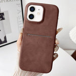 غطاء هاتف بفتحة بطاقة من جلد الغنم ملمس طبيعي، لـ iPhone 12 / 12 Pro، لـ iPhone 12 Pro Max