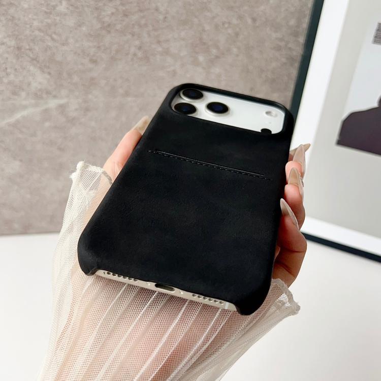 غطاء هاتف بفتحة بطاقة من جلد الغنم ملمس طبيعي، لـ iPhone 12 / 12 Pro، لـ iPhone 12 Pro Max