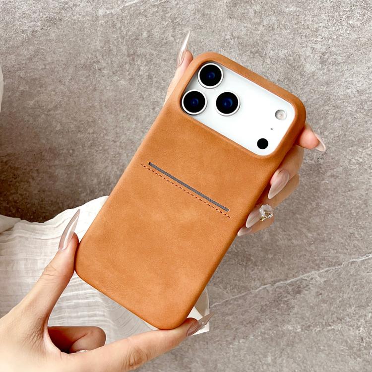 غطاء هاتف بفتحة بطاقة من جلد الغنم ملمس طبيعي، لـ iPhone 12 / 12 Pro، لـ iPhone 12 Pro Max