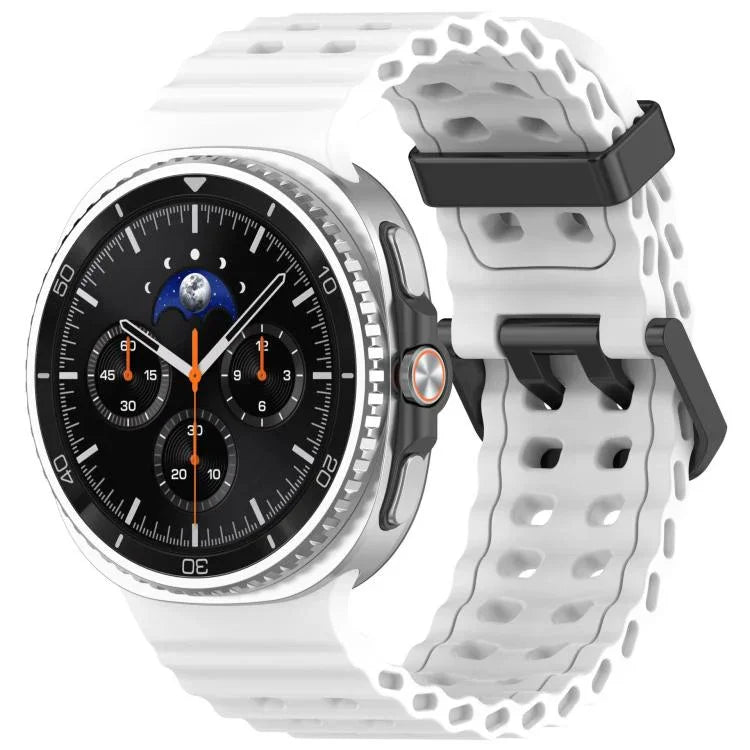 سوار ساعة من السيليكون بلون محيطي صلب ثنائي الصف مع إبزيم أسود من xDfind، لسامسونج جالاكسي ووتش8 / 8 كلاسيك