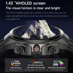 ساعة ذكية F39 بشاشة AMOLED 1.43 بوصة وسماعة بلوتوث 2 في 1، تدعم مكالمات البلوتوث / NFC