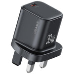 شاحن سريع صغير USAMS CC276 30 واط GaN USB-C / Type-C، قابس المملكة المتحدة