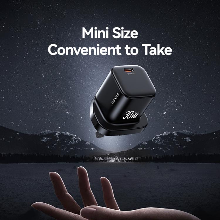 شاحن سريع صغير USAMS CC276 30 واط GaN USB-C / Type-C، قابس المملكة المتحدة